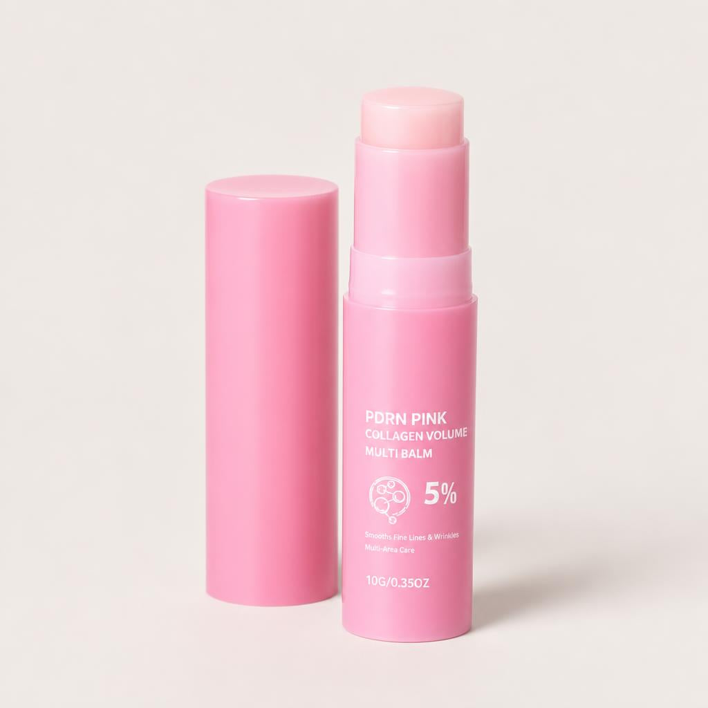 Volée Pink Balm multi-stick with the cap off, balm dome visible