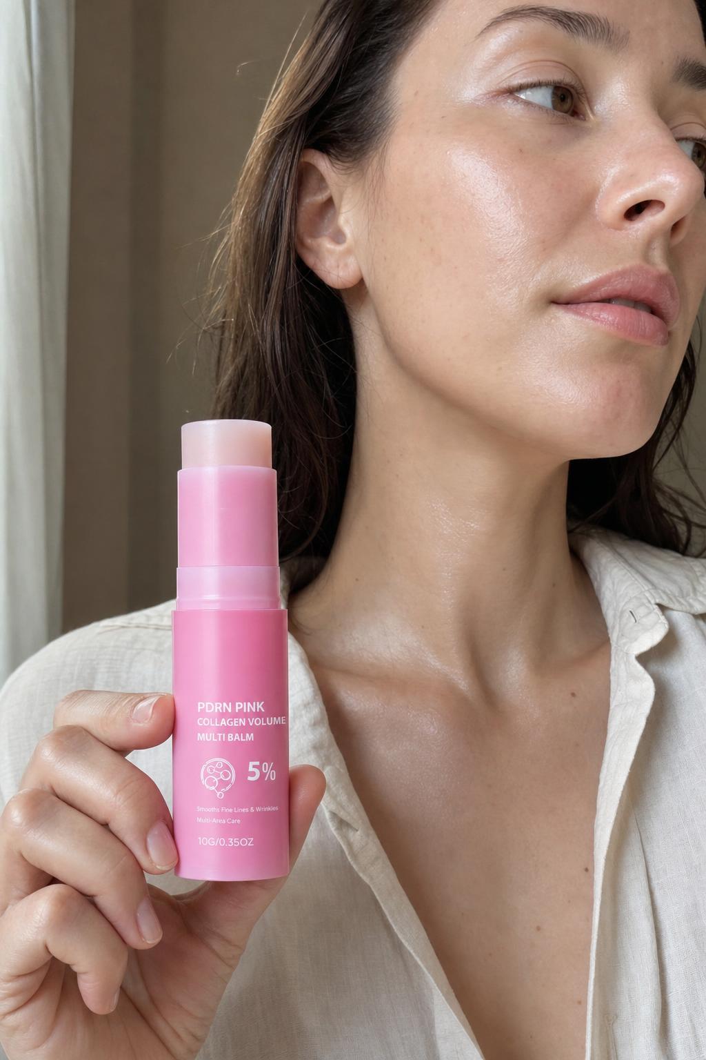 Applying the balm along the neck